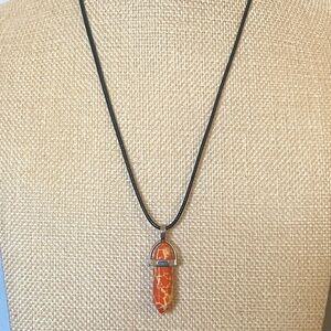 Hand Crafted Breciated Jasper Leather Coated Necklace